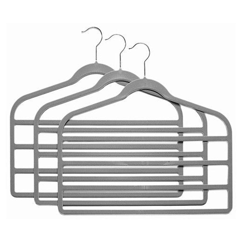 Pxiwdan 3Pc 4 Layer Velvet Hanger 45X43.5Cm - Gray