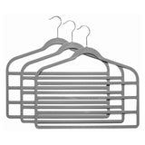 Pxiwdan 3Pc 4 Layer Velvet Hanger 45X43.5Cm - Gray