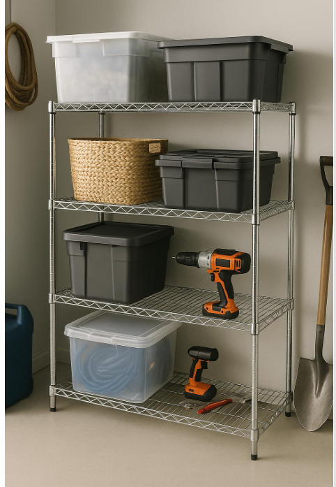 4-Tiers Chrome Storage Shelf - Silver