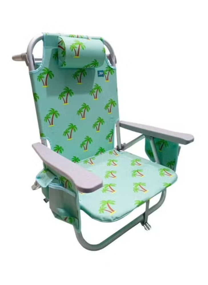 Bliss Hammocks Aluminum Beach Chair -Palm Tree-Green