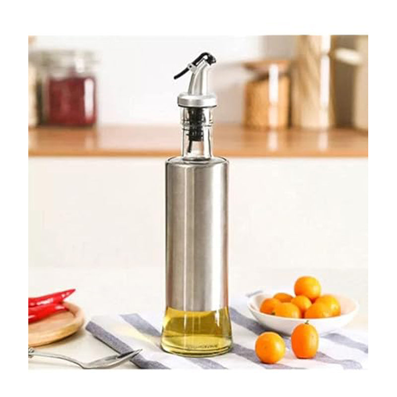 Glass Oil Bottle 200Ml-Silver