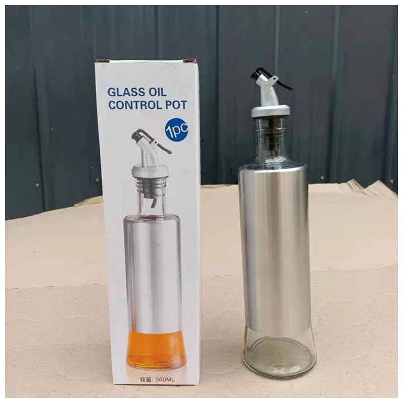 Glass Oil Bottle 500Ml-Silver