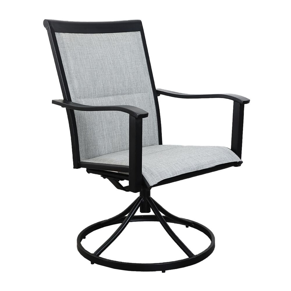 طقم جلوس فاخر للحديقة بإطار معدني وطاولة مربعة - رمادي