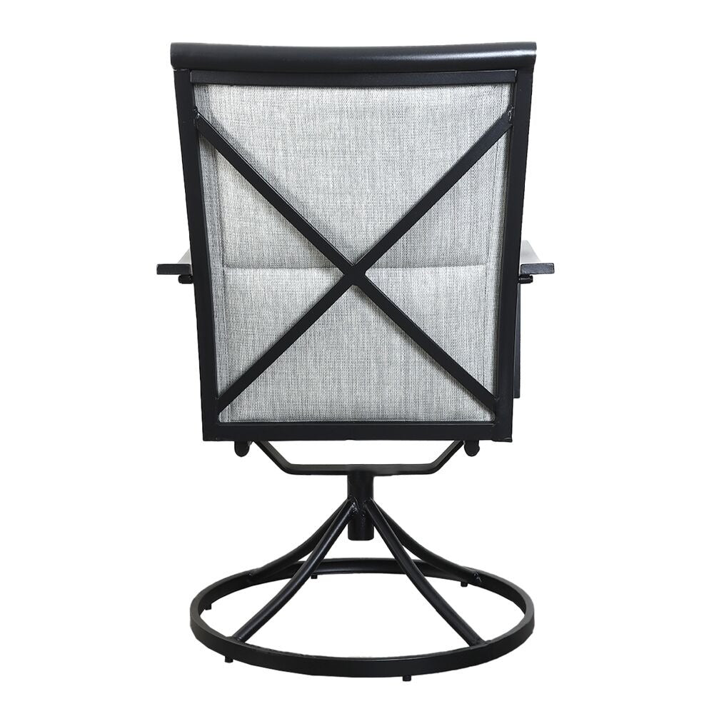 طقم جلوس فاخر للحديقة بإطار معدني وطاولة مربعة - رمادي