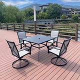 طقم جلوس فاخر للحديقة بإطار معدني وطاولة مربعة - رمادي