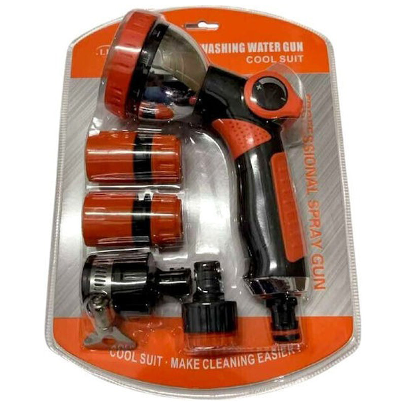 5Pc High Pressure Water Spraying Gun Chrome 1/2"Inch - Orange&Black