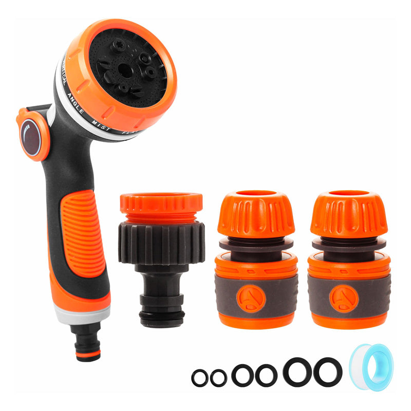 5Pc High Pressure Water Spraying Gun Set Chrome 3/4" - Multicolour