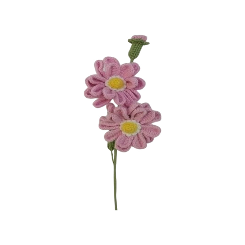 Yarn Flower Decoration - Pink - Green