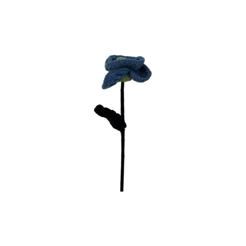 Yarn Flower Decoration - Blue - Black