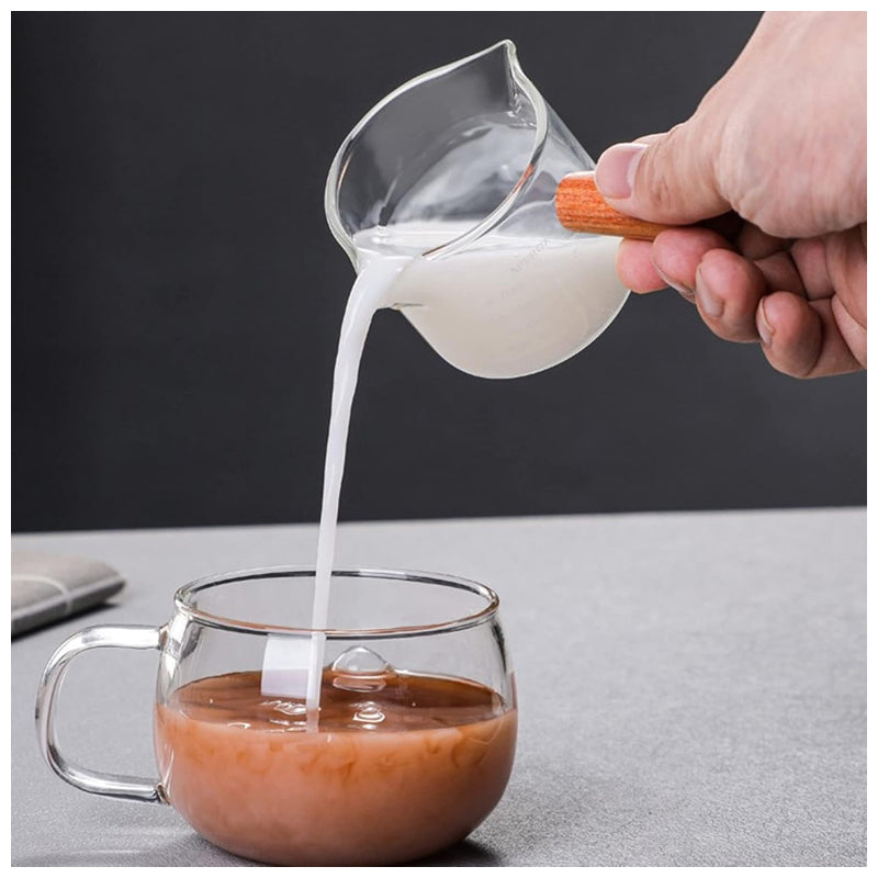 Spouted Glass Measuring Cup With Handle - Clear