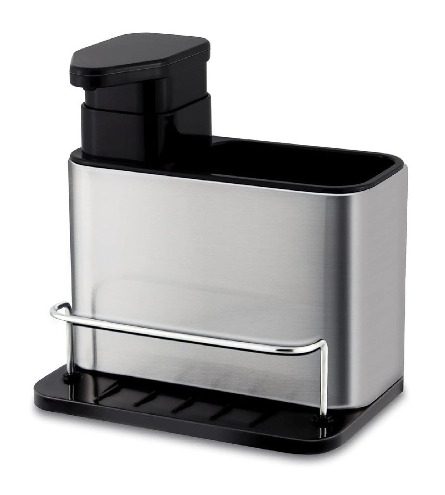 Stainless Steel Cutlery Holder With Soap Dispenser-Silver