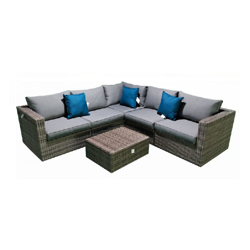 6Pc Aluminum Corner Sofa Set Rattan Design (/ Cushio-Multicolor