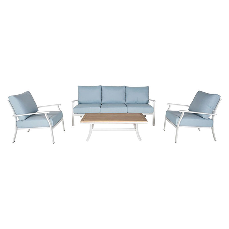 4Pc Aluminum Sofa Set With Cushion (3 Seater 1 +2 Seater + Table)