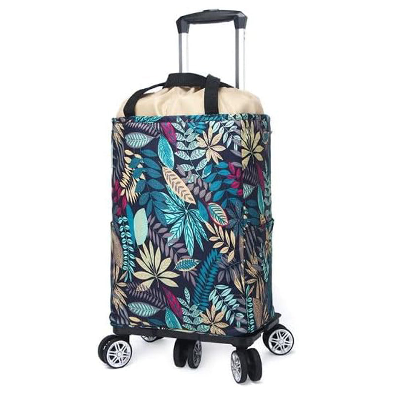 Panpandal Portable Shopping Trolley With Insulated Bag Leaf Design - Multicolor