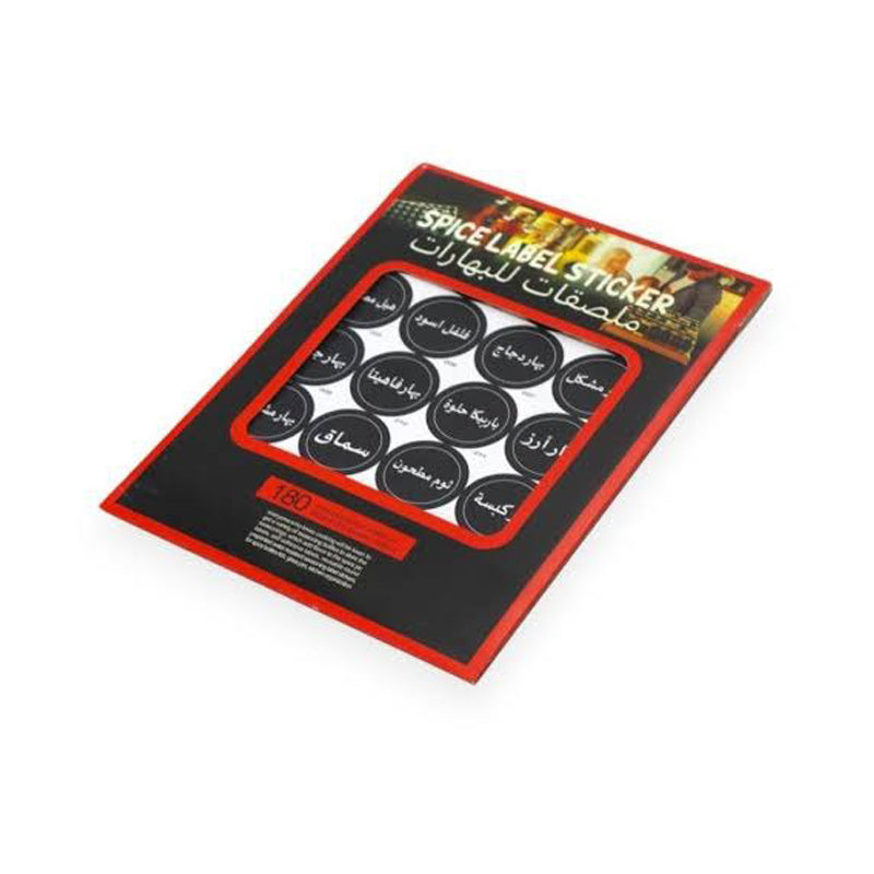 128Pc Lable Stcikers With Printed Spice Name Round English - Black