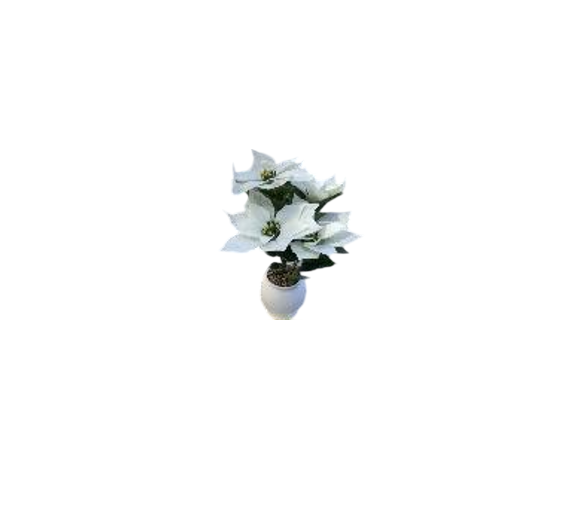 Artificial Plastic Flower With Ceramic Pot- Medium-White