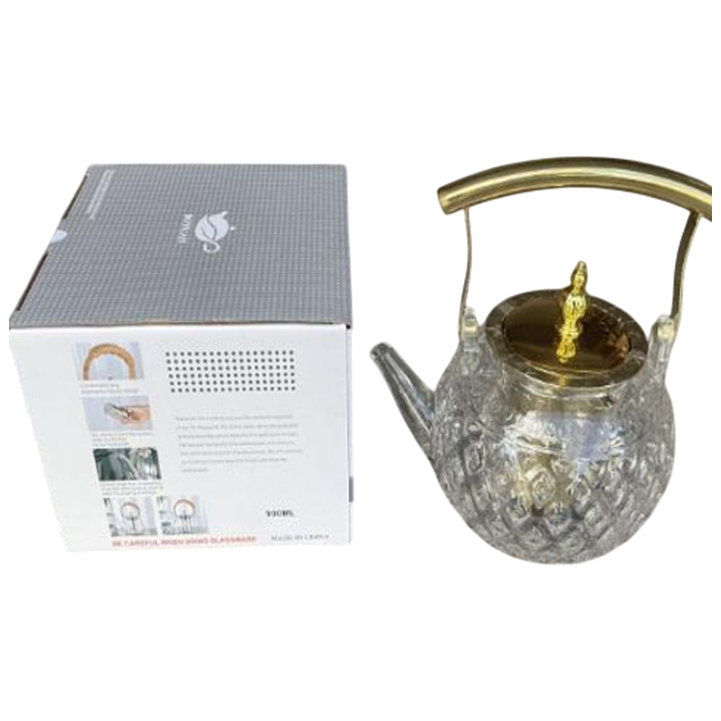 High Borosilicate Glass Kettle Infuser 1100Ml-Clear-Gold