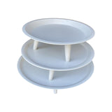 3Pc Plastic Round Stackable Serving Tray-29.5/36/43Cm-White