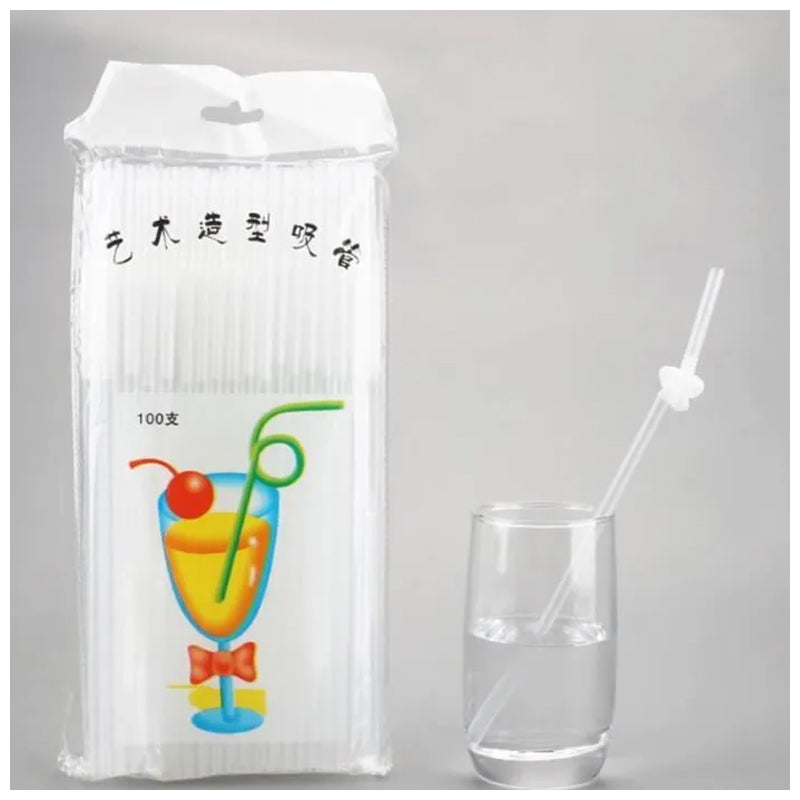100Pc Drinking Straw - White