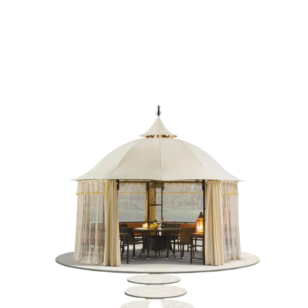 قعدة خارجية فاخرة دانوب هوم مع ستارة ، 4 أمتار - بيج