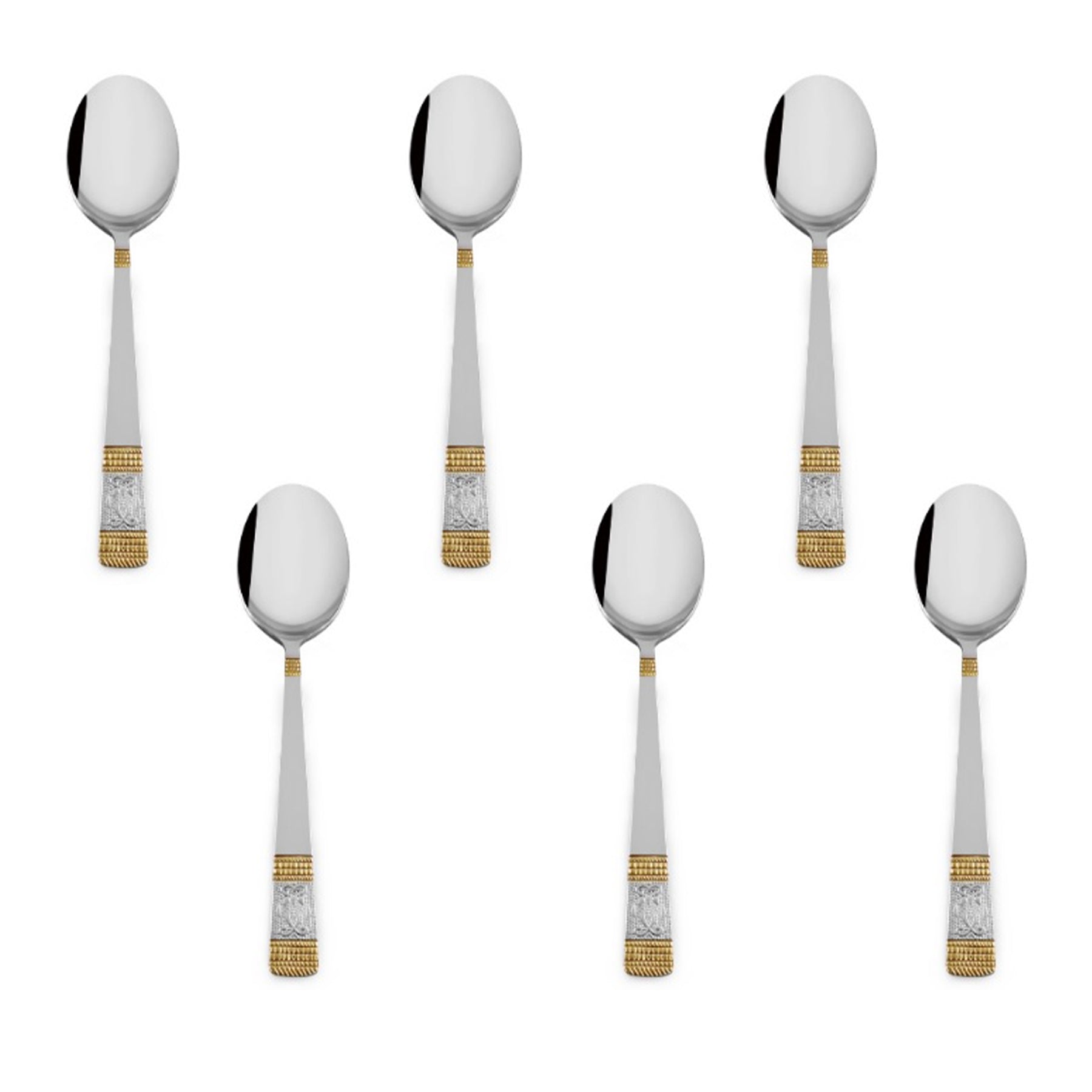Dessert Spoon 6 PCS Set - Silver & Gold