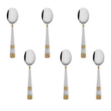 Dessert Spoon 6 PCS Set - Silver & Gold