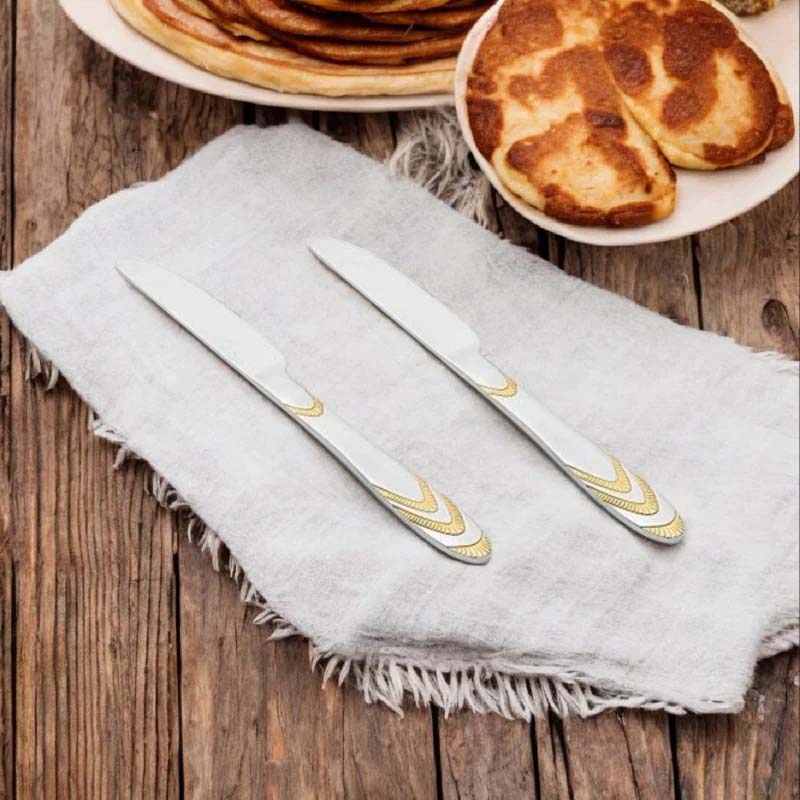 Magna Dessert Knife Set - 2 Pcs - Silver & Gold