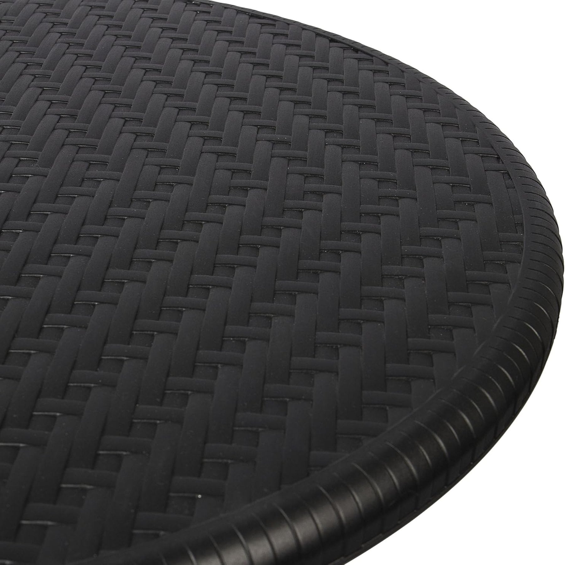 Folding Round Rattan Table - Black