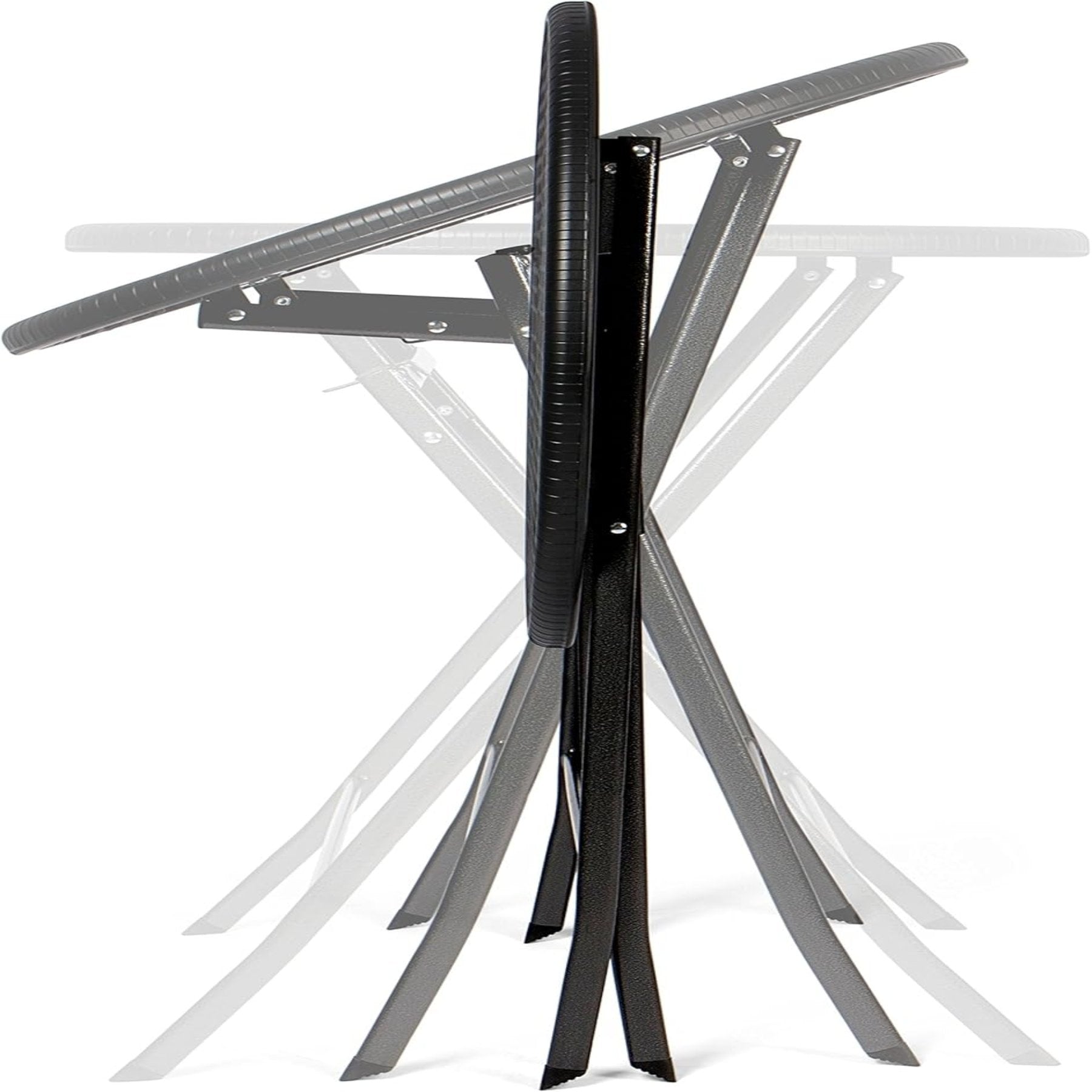 Folding Round Rattan Table - Black