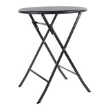 Folding Round Table Rattan Design - Black