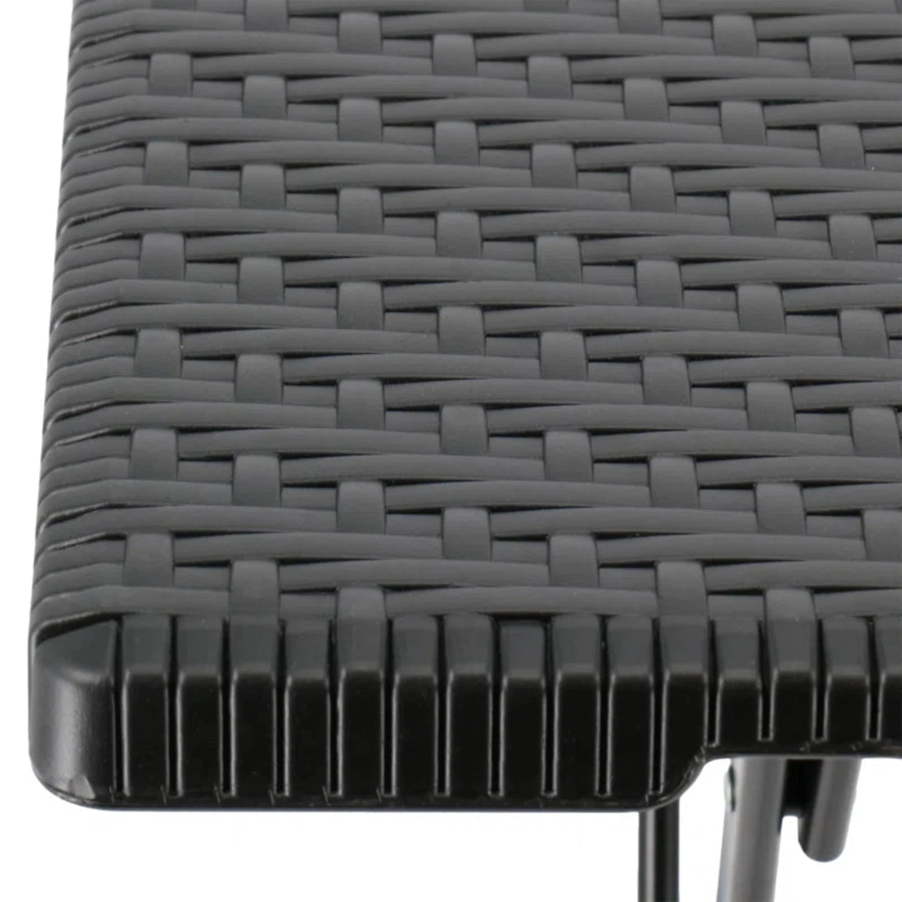 Folding Square Rattan Table - Black