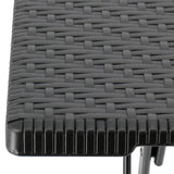 Folding Square Rattan Table - Black