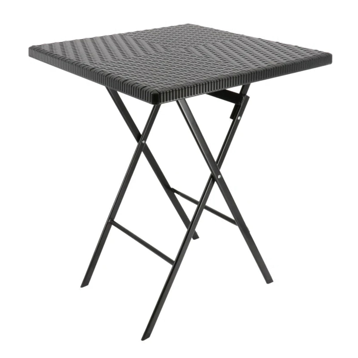 Folding Square Rattan Table - Black
