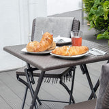 Folding Square Rattan Table - Brown