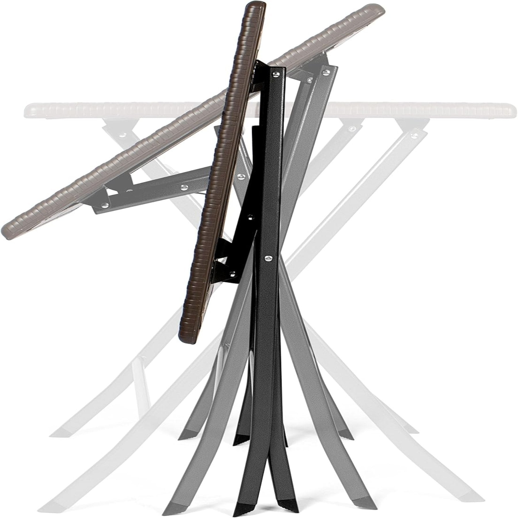 Folding Square Rattan Table - Brown