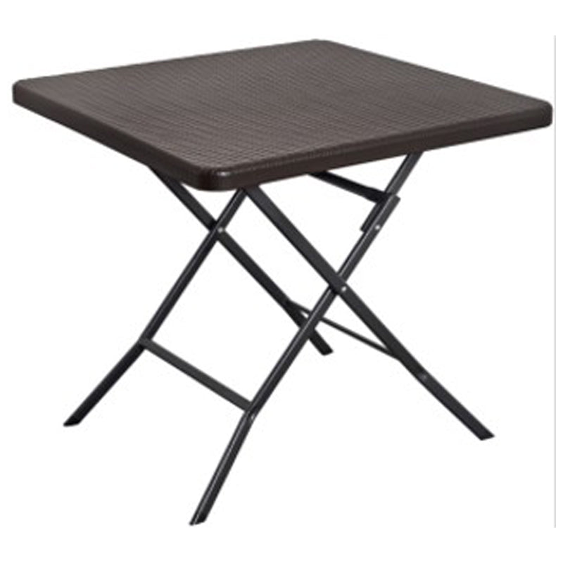Folding Square Table Rattan Design 78X78X74Cm - Brown