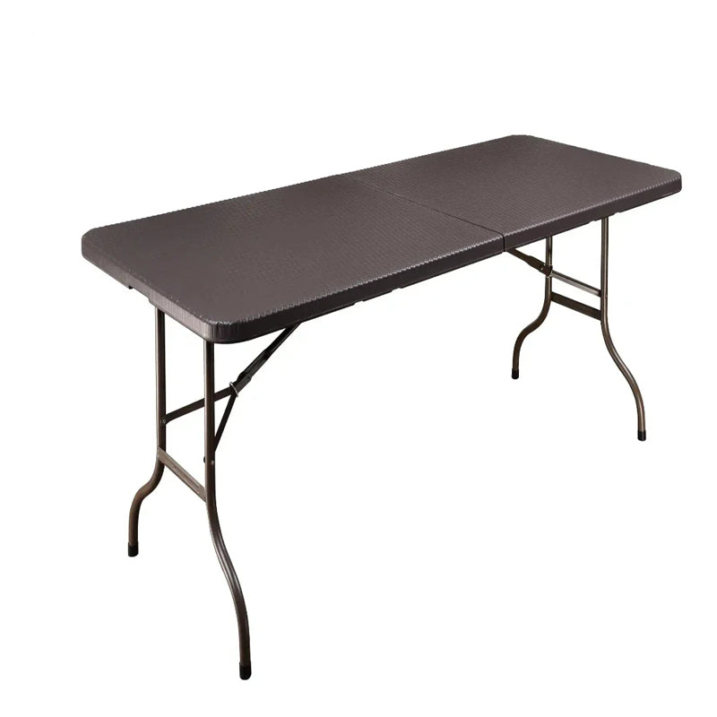 Folding Table Wooden Slats Design Black 152X74.5X72Cm-Black