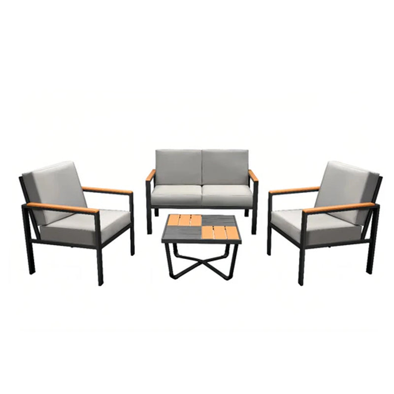 4Pc Garden Sofa Set-1Pc 2 Seater+2Pc 1 Seater+Table- Grey Fo