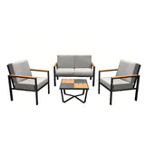 4Pc Garden Sofa Set-1Pc 2 Seater+2Pc 1 Seater+Table- Grey Fo