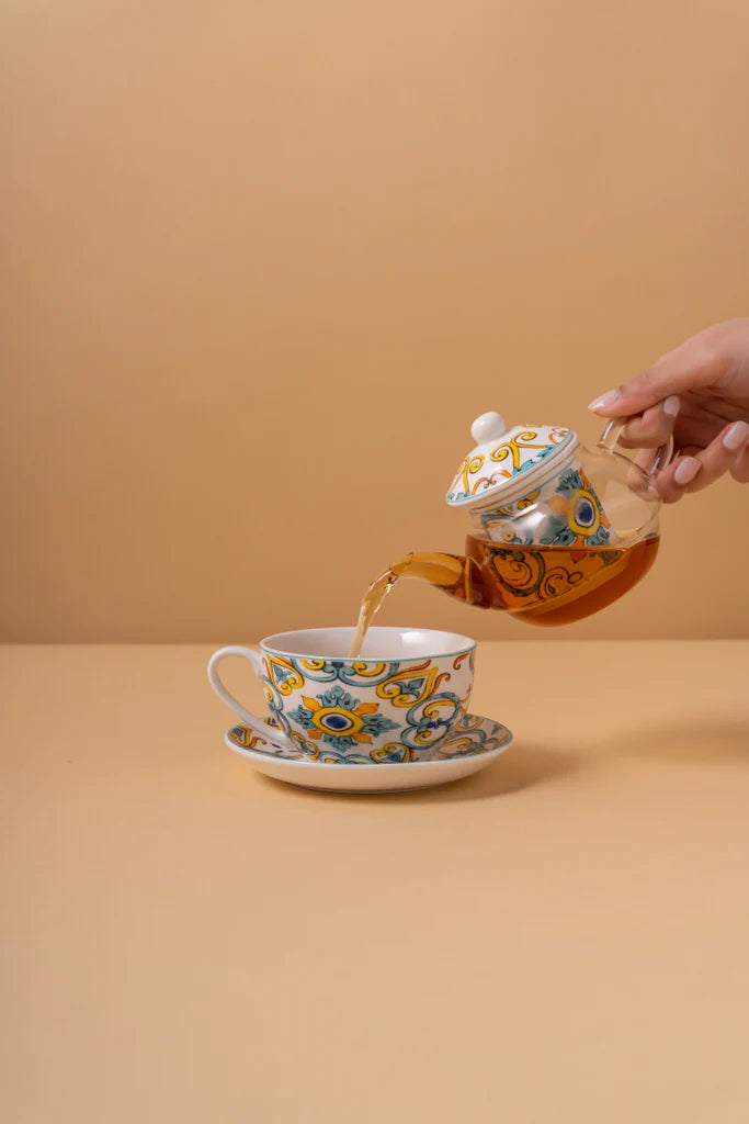 Teapot with cup set 4 pieces - Multi Color