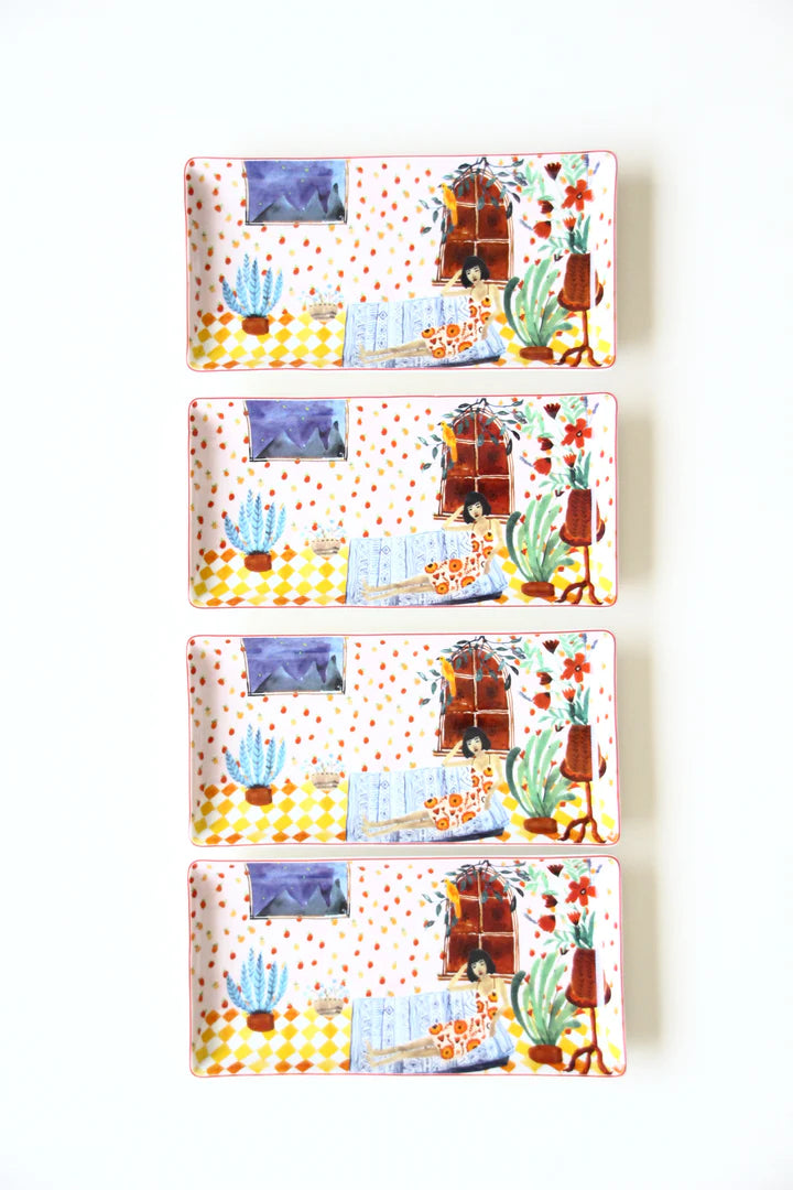 Rectangular Cake Dish 4 pcs - Multi Color