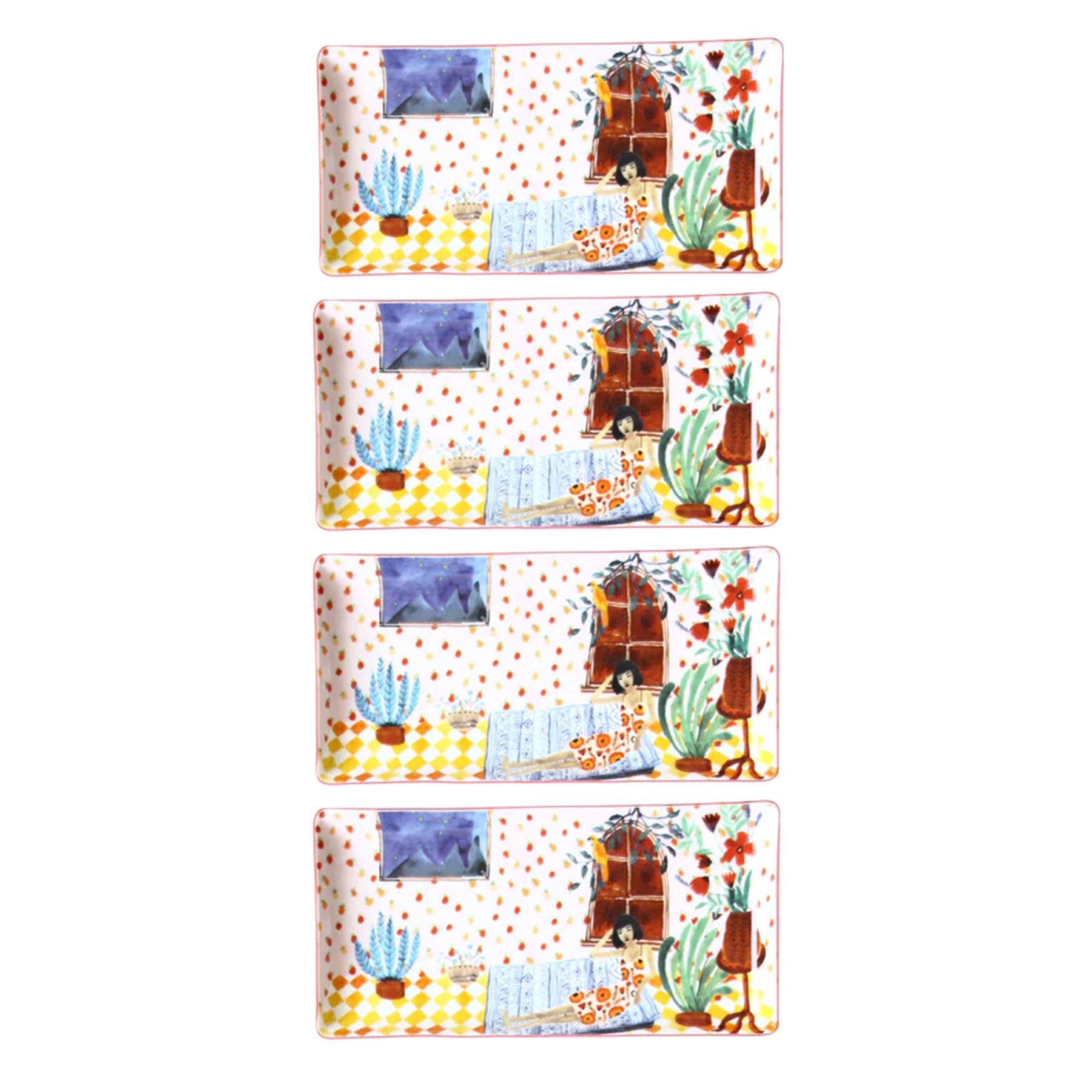 Rectangular Cake Dish 4 pcs - Multi Color
