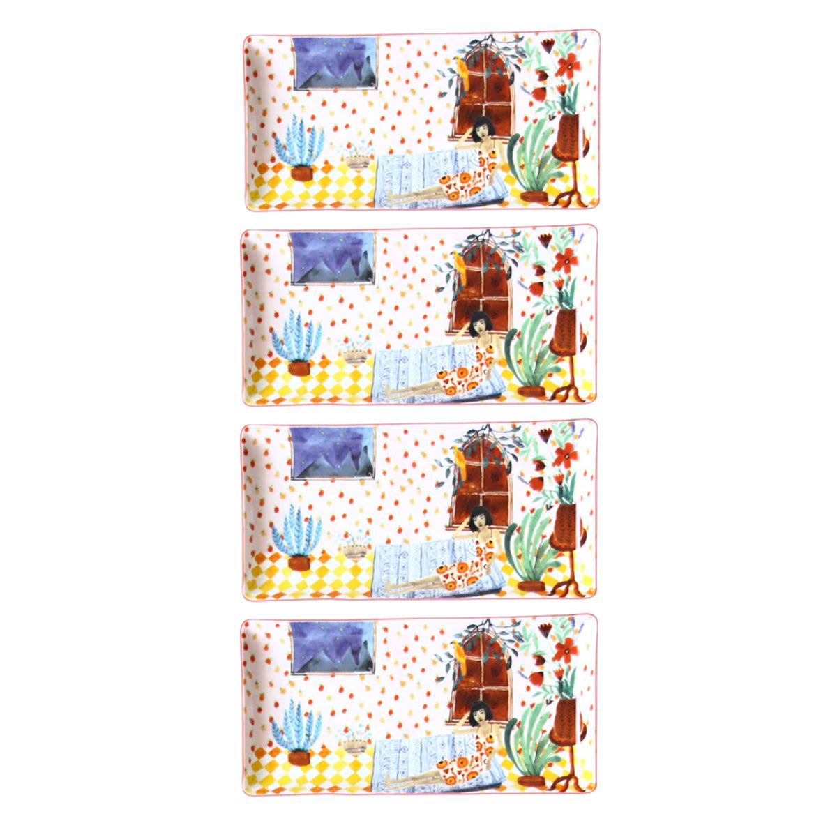 Rectangular Cake Dish 4 pcs - Multi Color