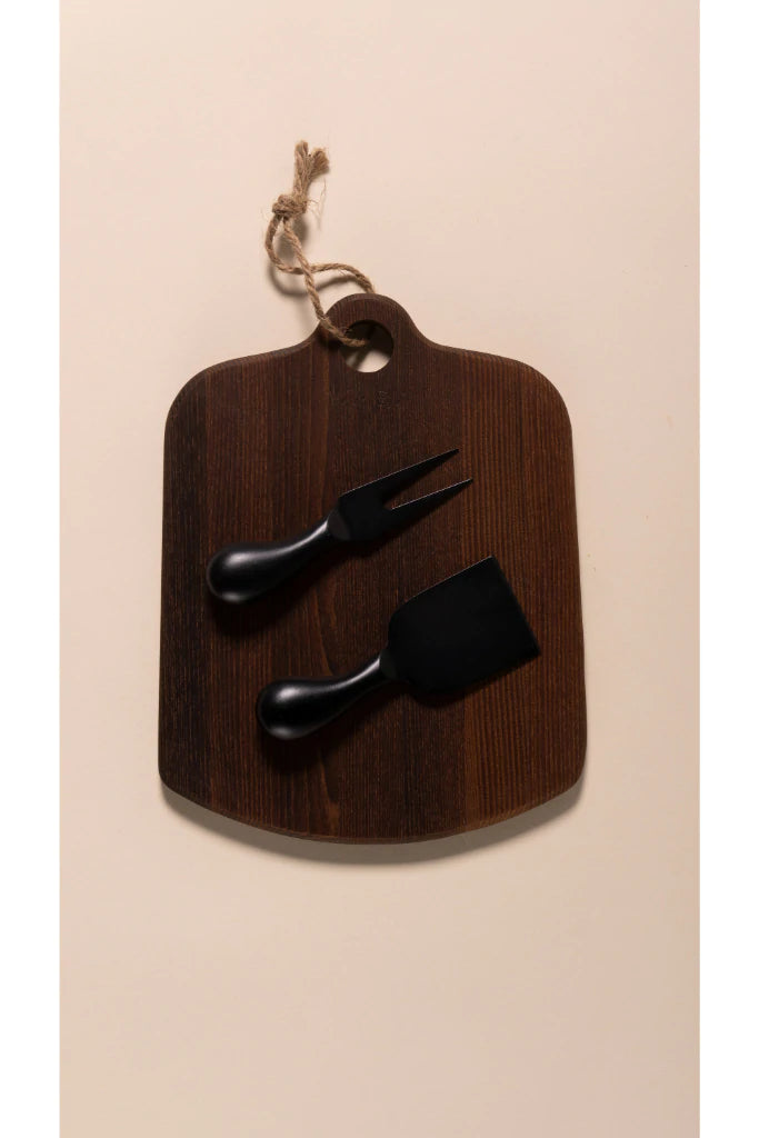 2-Piece Cheese Knife Set With Wooden Board