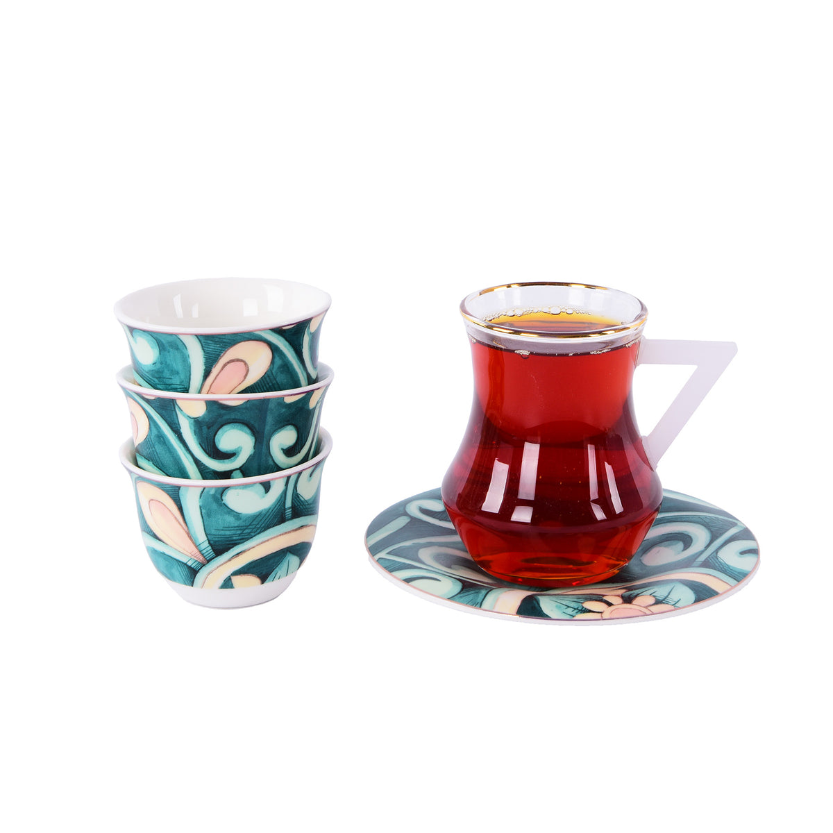 Tea & Coffee Set 18 Pcs - Green Color