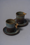 Coffee Set - Dark Green & Brown