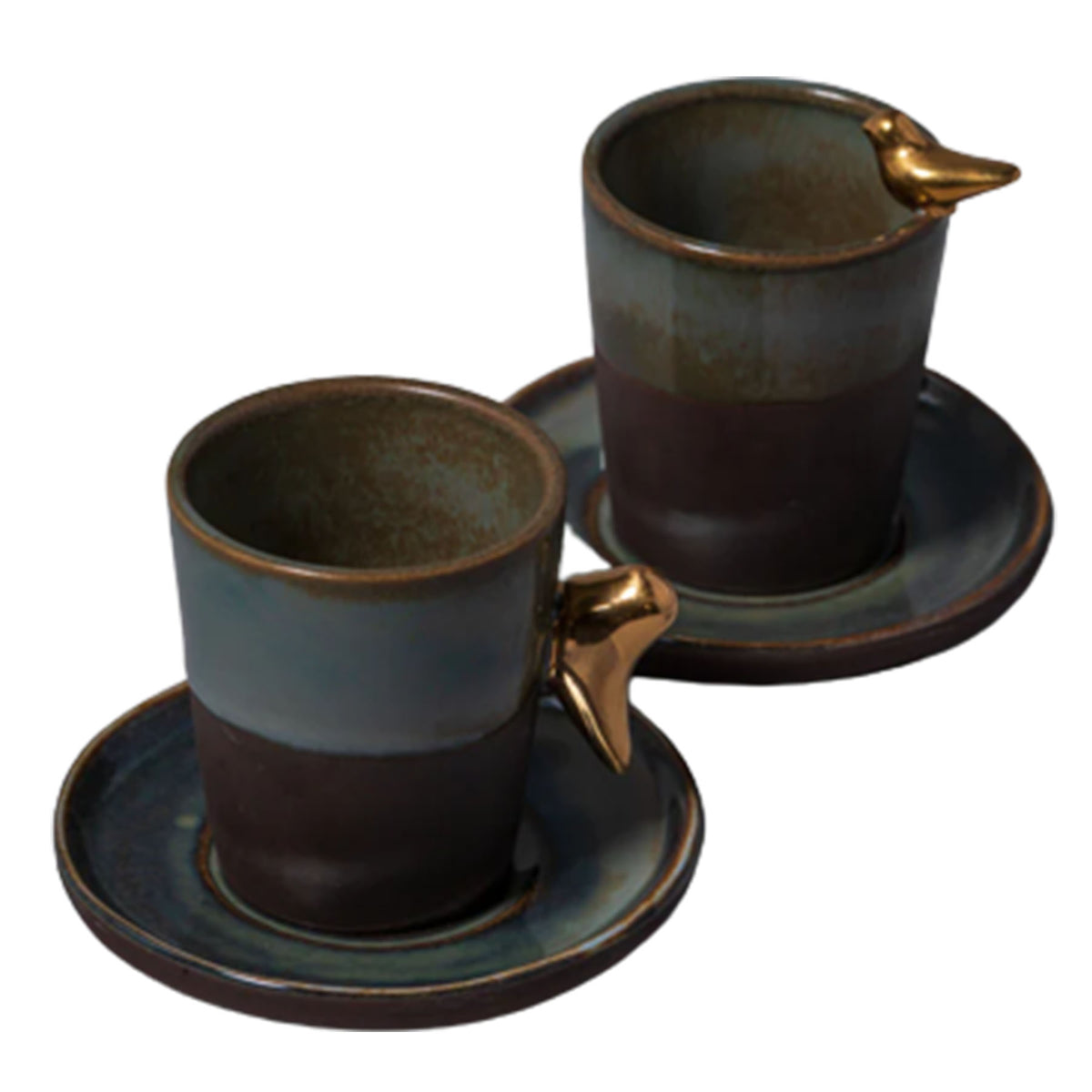 Coffee Set - Dark Green & Brown