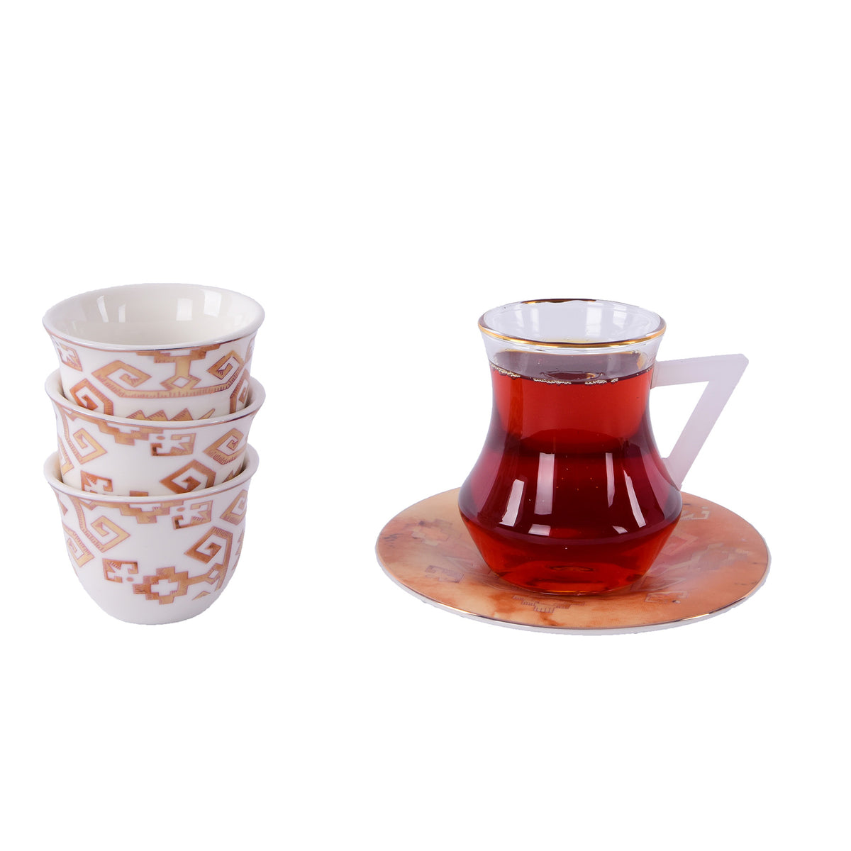 Tea & Coffee Set 18 Pcs - Brown Color