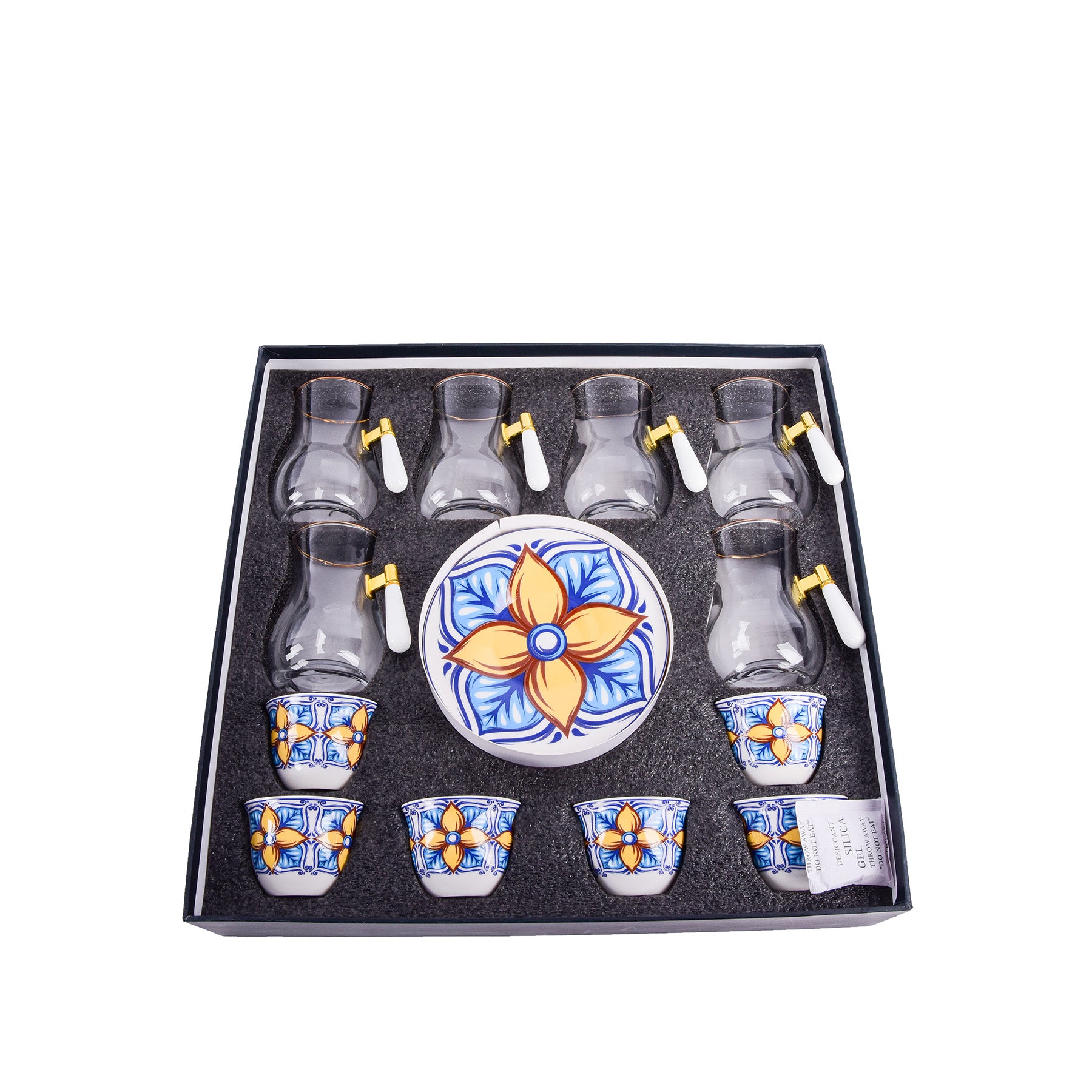 Tea & Coffee Set 18 Pcs - Blue & Yellow Color