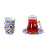 Tea & Coffee Set 18 Pcs - Blue & Yellow Color